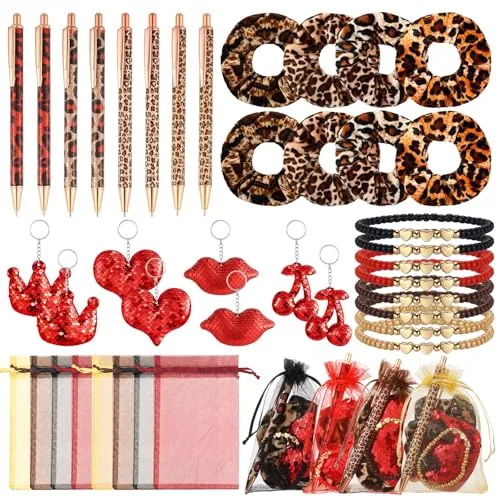 40 Piece Cheetah Print Birthday Favors Include 8 Sets Glitter Pens, Multicolour