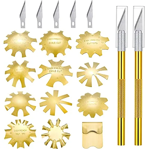 19 Piece French Nail Tip Cutter Tool Kit, Gold