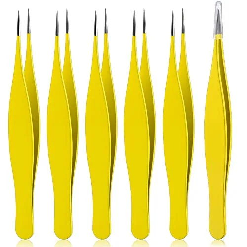 6 Piece Tweezers, Yellow