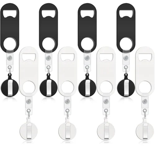 8 Piece Retractable Bottle Opener Bar Key, Black