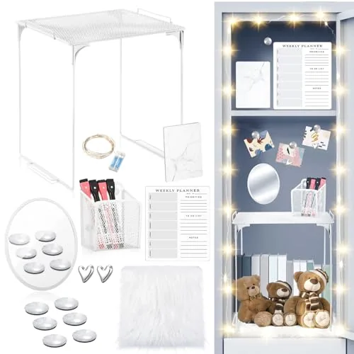 19 Piece Magnetic Locker Organizer and Decorating Kit, White