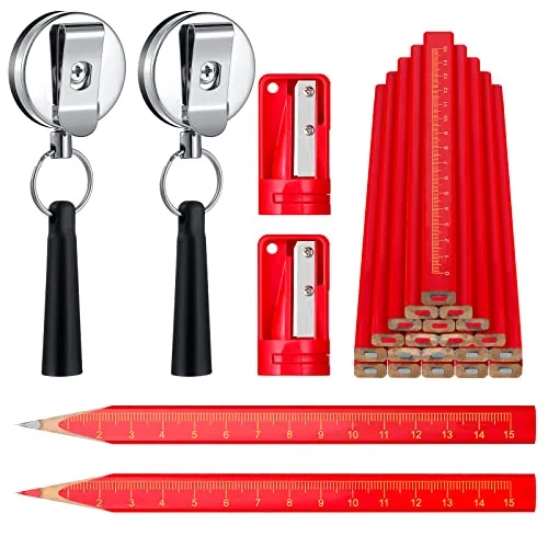 24 Piece Carpenter Pencil, Red