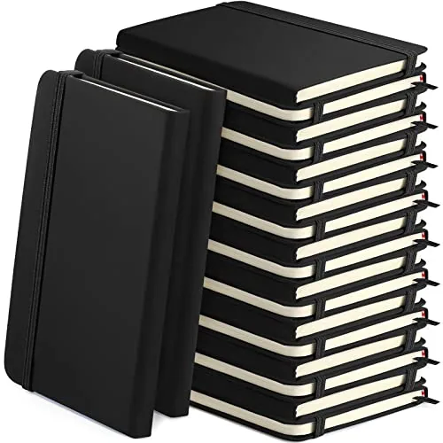 20 Piece A5 Lined Journal Notebooks PU Leather, Black