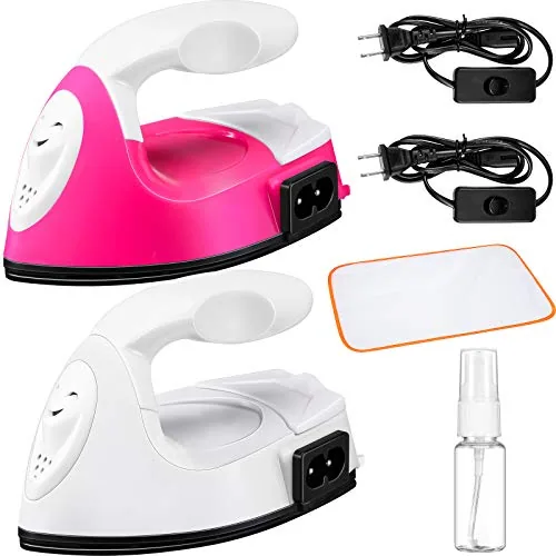 2 Piece Mini Craft Iron Travel Portable Flat Irons, Pink