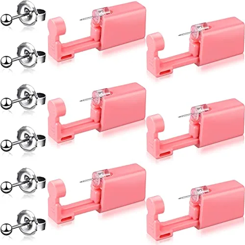 6 Piece Disposable Ear Piercing Gun Kit, Pink
