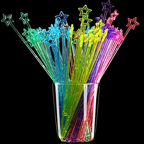 100 Piece Star Top Swizzle Sticks, Multicolour