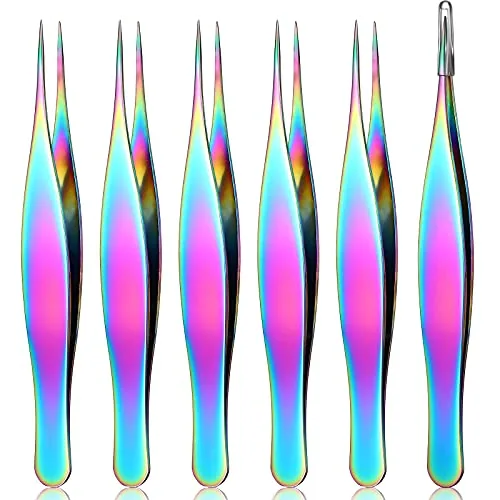 6 Piece Tweezers, Multicolour