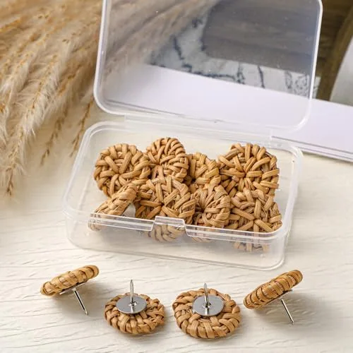 12 Piece Woven Rattan Push Pins