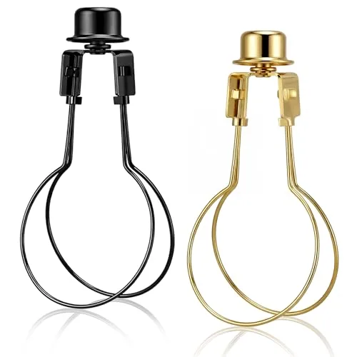 2 Piece Bulb Lamp Shade Light Bulb Clip Adapter Includes Finial, Black