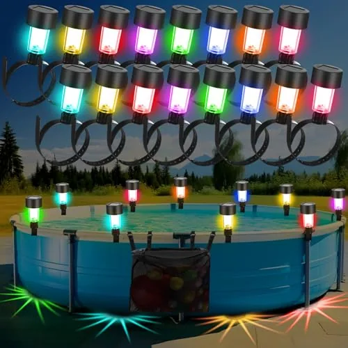 24 Piece Solar Pool Side Lights, Multicolour