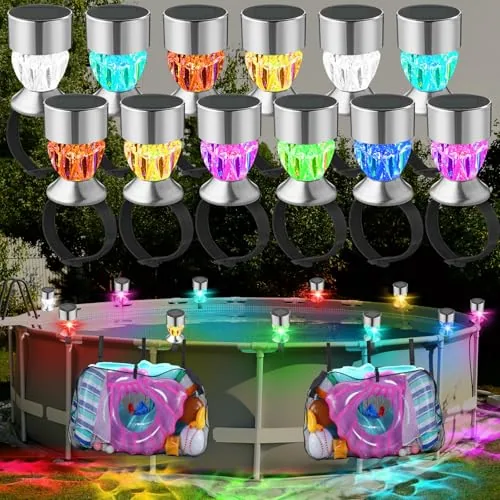 12 Piece Stainless Steel Solar Pool Lights