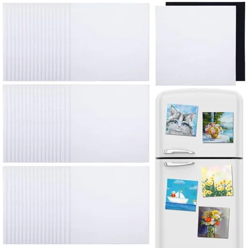 60 Piece Mini Magnetic Canvas Panel 4x4 Inch Small Square Flat, White