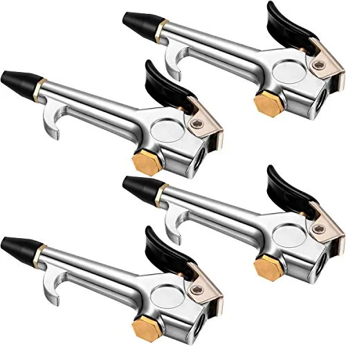 4 Piece Air Blow Gun 1/4 NPT Nozzle Rubber Safety Tip, Black