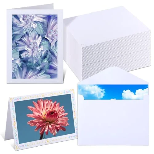 50 Piece Embossed Photo Mount Cards, White