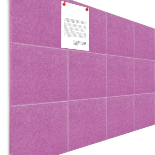 12 Piece 47 in x 35 in Large Cork Boards Tiles Alternative Felt, Pink