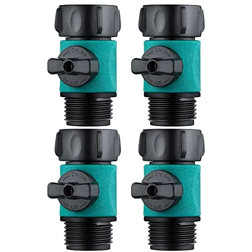 4 Piece Plastic Garden Hose Connect Turn Off Valve Plastic Water, Blue