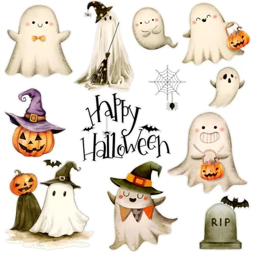 36 Piece Vintage Halloween Ghost Cutouts Halloween Bulletin Board, Multicolour