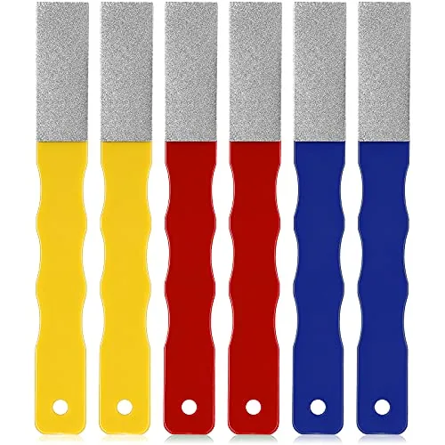 6 Piece Diamond Files Flat Sharpening Hones Color Coded, Yellow