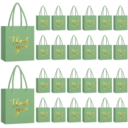60 Piece Mini Thank You Gift Bag, Green