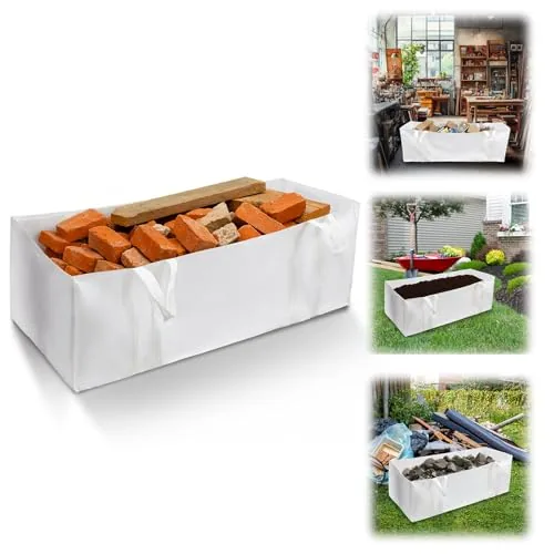 1 Piece Folding 94 Inches Dumpster Bag Reusable Yard Waste Bags Foldable, White
