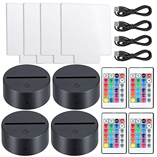 4 Piece 3D Night Light Kit, Black
