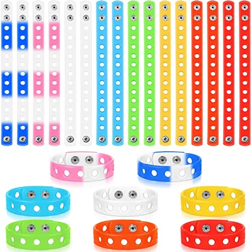 24 Piece Silicone Wristbands Cute Silicone Adjustable Wristbands, Red