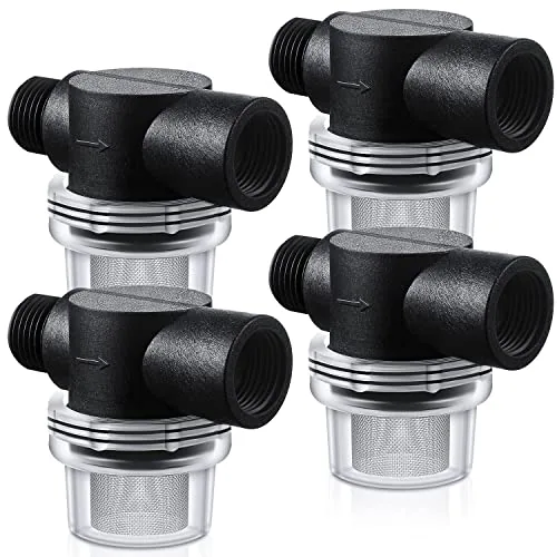 4-Pack 1/2 in RV Water Pump Strainer Compatible, Black
