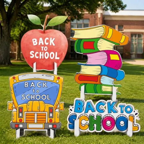 4 Piece Large 32 in Back to School Cardboard Cutouts Standup, Multicolour
