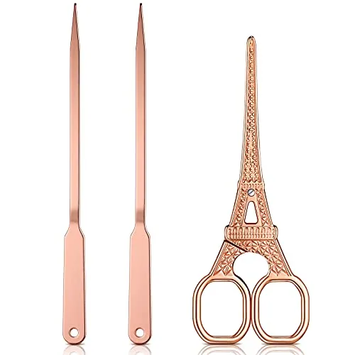 3 Piece Office Letter Opener Envelope Slitter and Scissors Steel, Pink