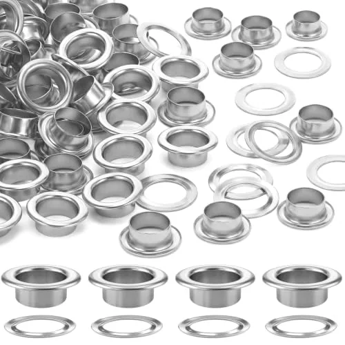 1000 Metal Grommet Eyelets Kit, Silver