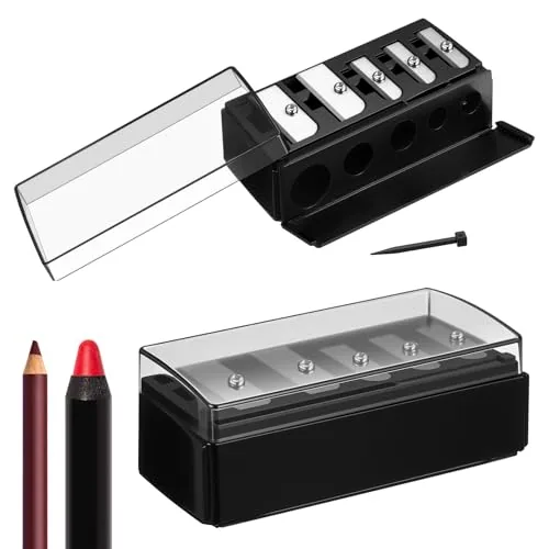 2 Piece 5 Hole Eye Pencil Sharpener, Black