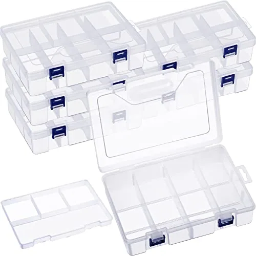 6 Piece Fishing Tackle Box Organizer, Clear