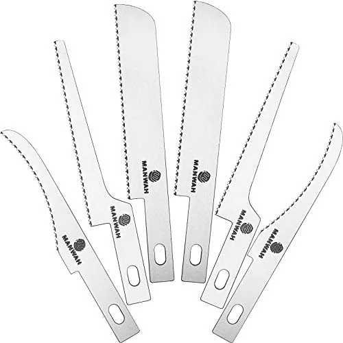 6 Piece Hobby Saw Blades Replacement Mini Craft Blade Micro Knife, Silver