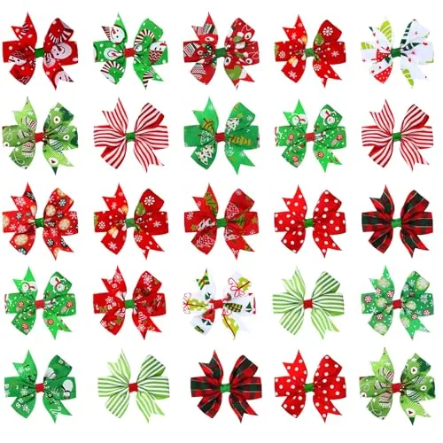 24 Piece Christmas Hair Bows Clips Snowflake Hair Accessories 3, Multicolour
