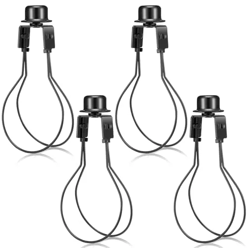 4 Piece Bulb Lamp Shade Light Bulb Clip Adapter Includes Finial, Black