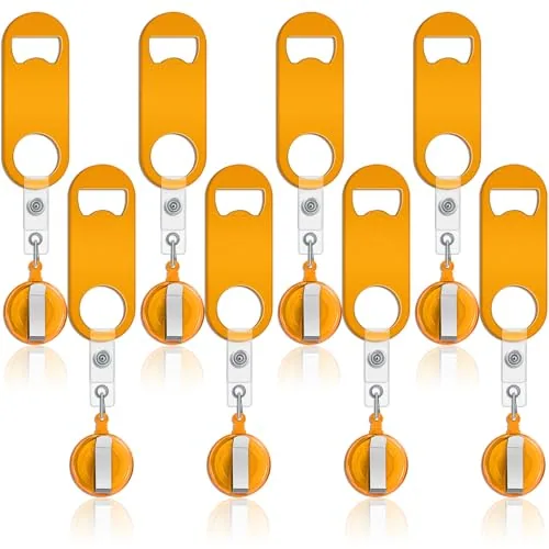 8 Piece Retractable Bottle Opener Bartender Flat Beer Opener, Orange