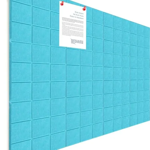 12 Piece 48 x 36 Inches Large Cork Board Felt Wall Tiles, Blue