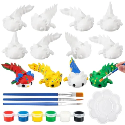 12 Piece 3D Printed Animal Figurines Painting Arts and Craft Kit, Multicolour