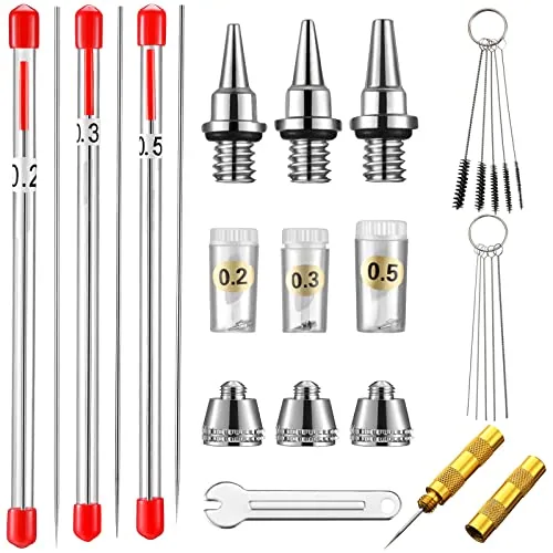 21 Piece Airbrush Nozzle Cap Kit Airbrush Needle Replacement Parts