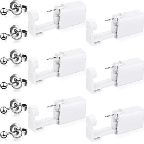 6 Piece Disposable Ear Gun Piercing Kit, White