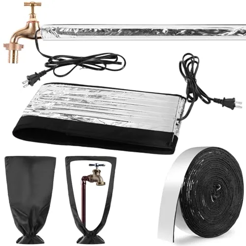 3 Piece Winter Water Pipe Heat Set Includes 38.5 in x 6 in, Black