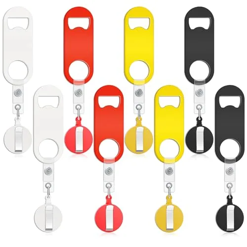 8 Piece Retractable Bottle Opener Bartender Flat Beer Opener, Red