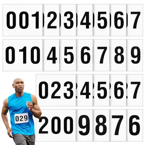 200 Piece Self-Adhesive 1-200 Adhesive Race Bibs 7.5 x 6 Inches Competitor, White