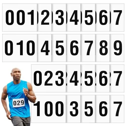100 Piece Self-Adhesive 1-200 Adhesive Race Bibs 7.5 x 6 Inches Competitor, White