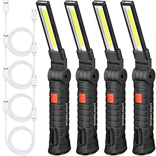 4 Piece COB Work Light Rechargeable Magnetic 360 Rotate