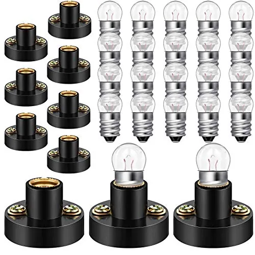 30 Piece E10 Screw Mini Bulbs Warm White Light and E10 Mini Screw, Clear