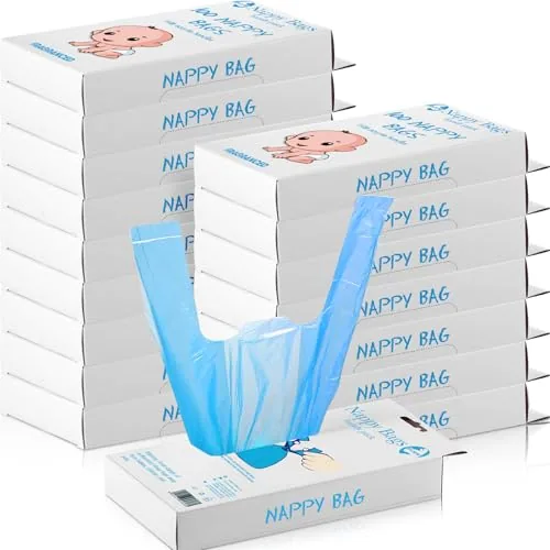 1200 Piece Baby Disposable Diaper Bags Scented Diaper Sacks, Blue