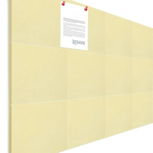 12 Piece 47 in x 35 in Large Cork Boards Tiles Alternative Felt, Yellow