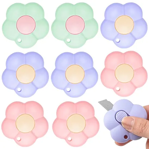 8 Piece Mini Box Cutter Retractable Flower Utility Knife