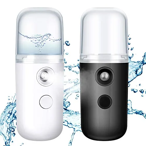 2 Piece Nano Facial Mister Spray Bottle Handheld Humidifier, Black